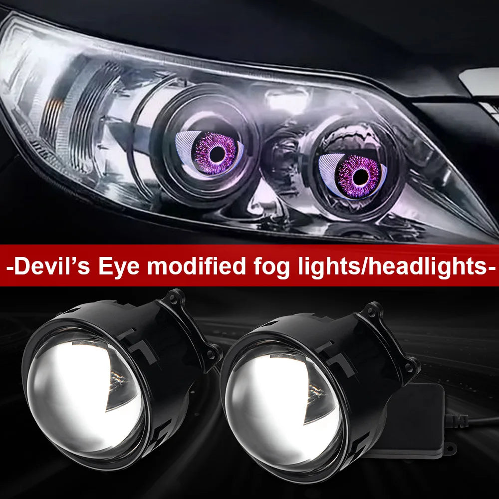 3-inch Devil's Eye LED Car Dynamic Lights Led Lenses Retrofit Kits Assembly Auto Accessories Headlight 12v with Remote Control
