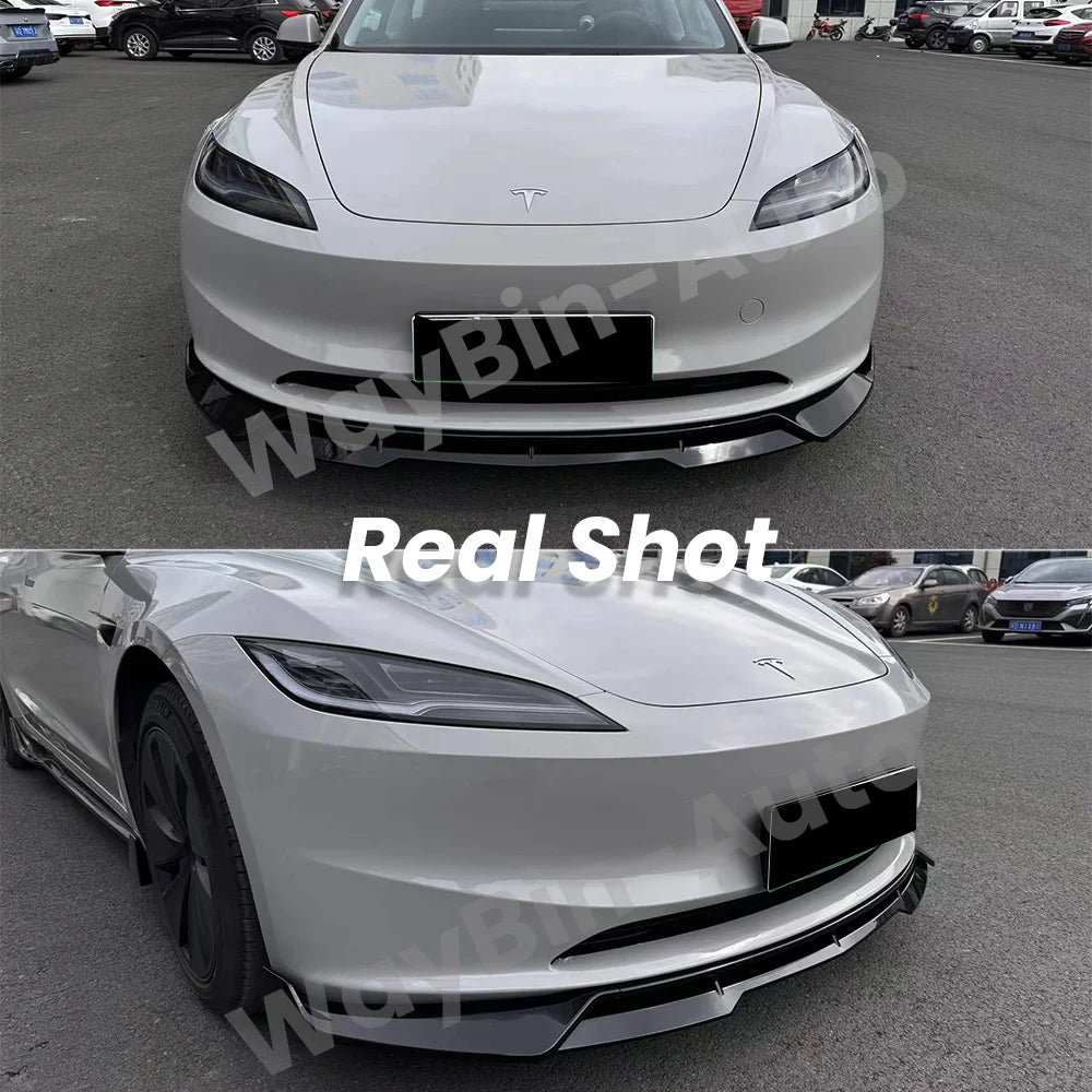 Fresh Aero For Tesla Model 3 Highland 2023-202 Body Kits Glossy Carbon Black Bumper Lip Rear Diffuser Spoiler Tuning Accessories