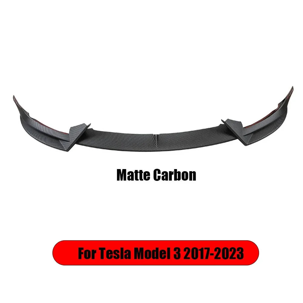 Front Bumper Lip 3Pcs For Tesla Model Y 2020-2024 For Tesla Model 3 2017-2023 Front Bumper Lip Splitter Spoiler, V Style