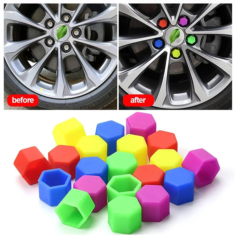 20Pcs Car Nut 15mm 17mm 19mm 21mm Silica Gel Wheel Nuts Screw Bolt Decorative Tire Wheel Tyre Screw Cap Car Wheel Nut Caps