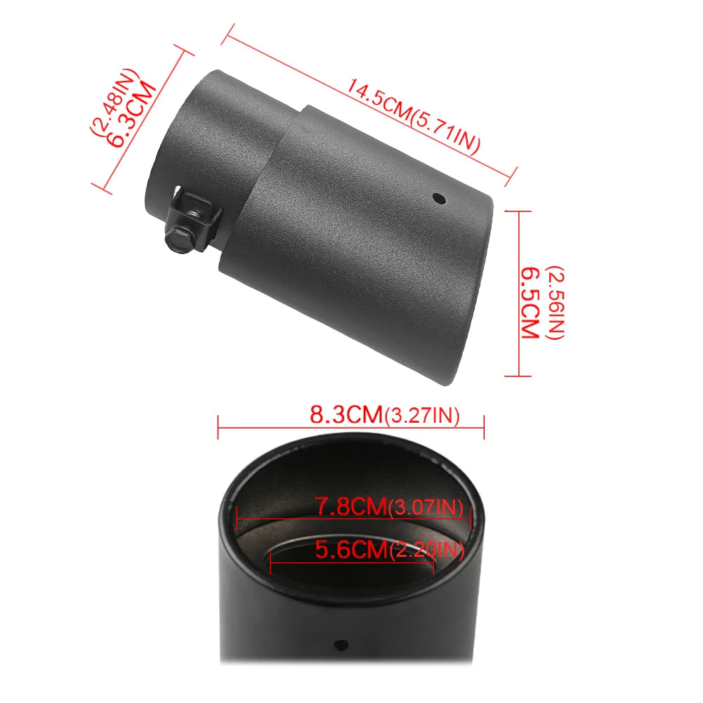 Dual/Single Exhaust Tip Inlet Bolt-on Square Round Edge Tailpipe Muffler Tip Double Outlets Tailpipe Replacement Accessory 