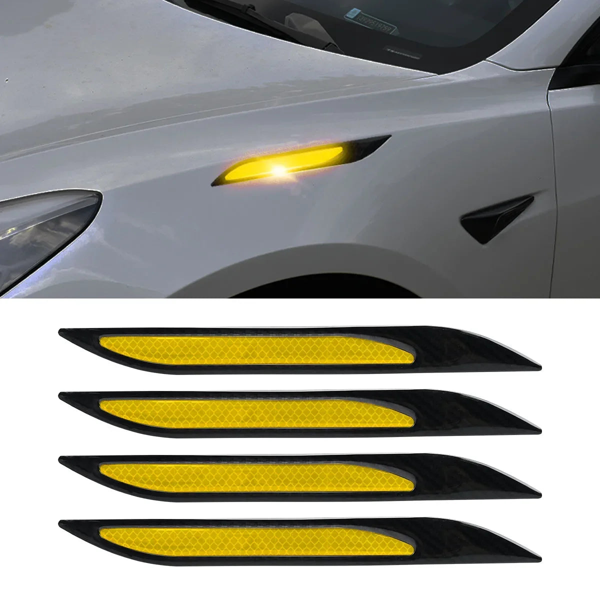 Newest 4Pcs Car Reflective Strips Bumper Protector Carbon Fiber Body Safety Warning Sticker Auto Anti-scratch Tape Auto Styling