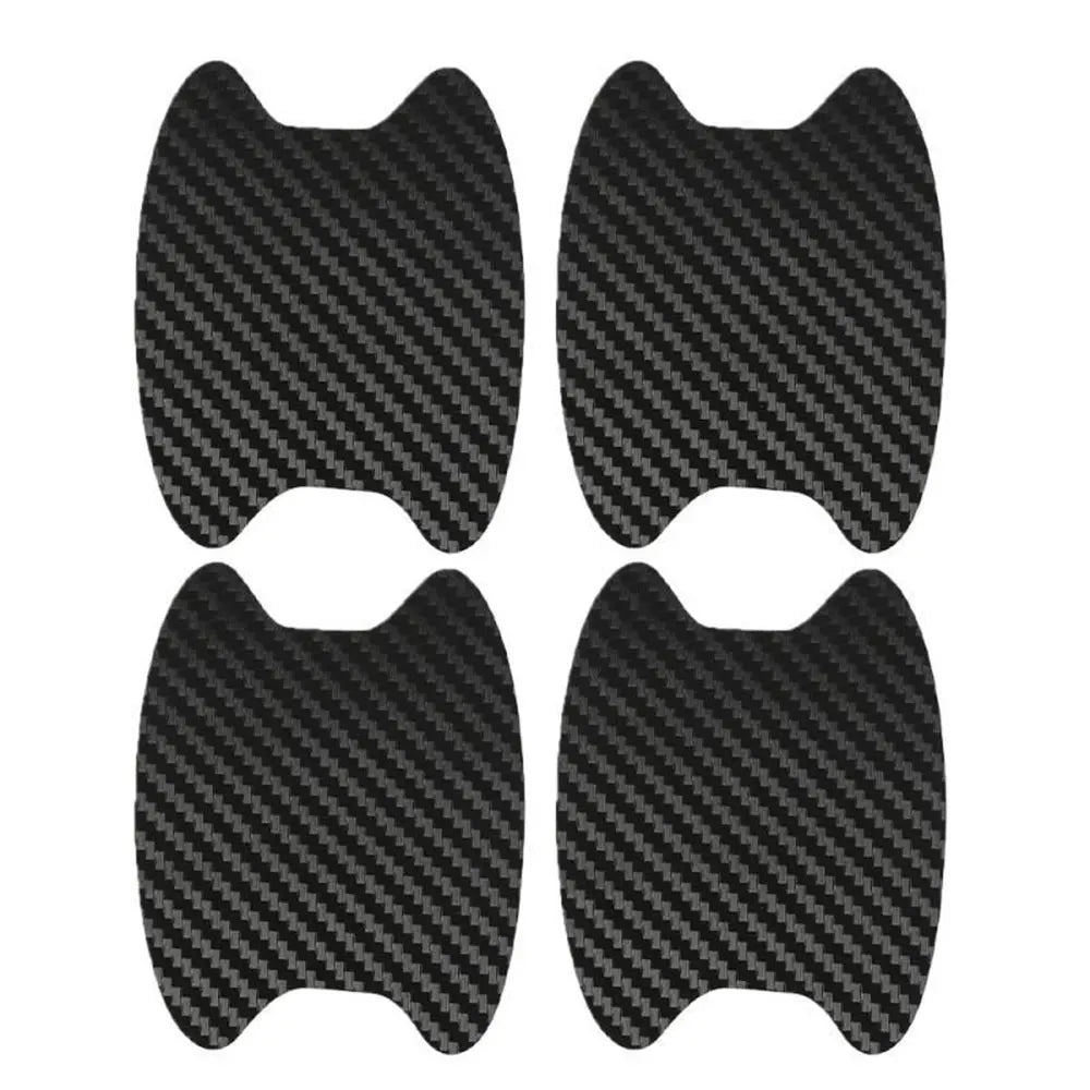 4pcs/Set Carbon Fiber Texture Car Door Handle Cup Scratch Protective Stickers Exterior Waterproof Auto Door Bowl Sticker
