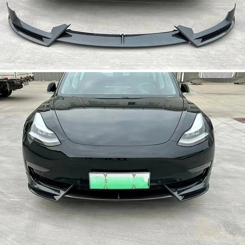 For Tesla Model 3 Y 2017-2023 Front Lip AD Body Kit Glossy Black Sport Bumper Spoiler Model 3 Model Y Auto Accessories
