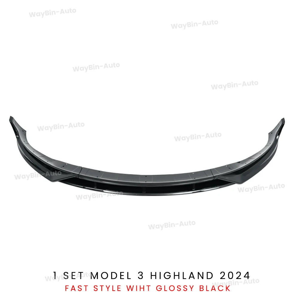 Front Lip For Tesla Model 3 Highland 2024 Front Bumper Lip Spoiler Glossy Black Carbon Body Kits Model 3 + Auto Accessories