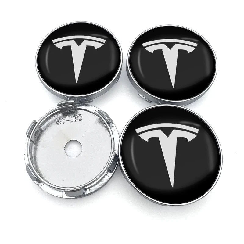 4Pcs 56mm Car Wheel Hub Center Cap Emblem Badge Stickers for Tesla Model 3 Model S X Y Roadster 2018 2019 2020 2021 Car Styling