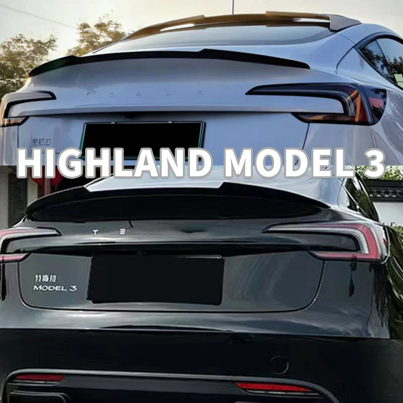 For Tesla Model Y 3 Highland Model 3 Spoiler Tail Wing Rear Trunk Lid Spoiler Wing Black and Carbon Fiber Pattern Body Kit