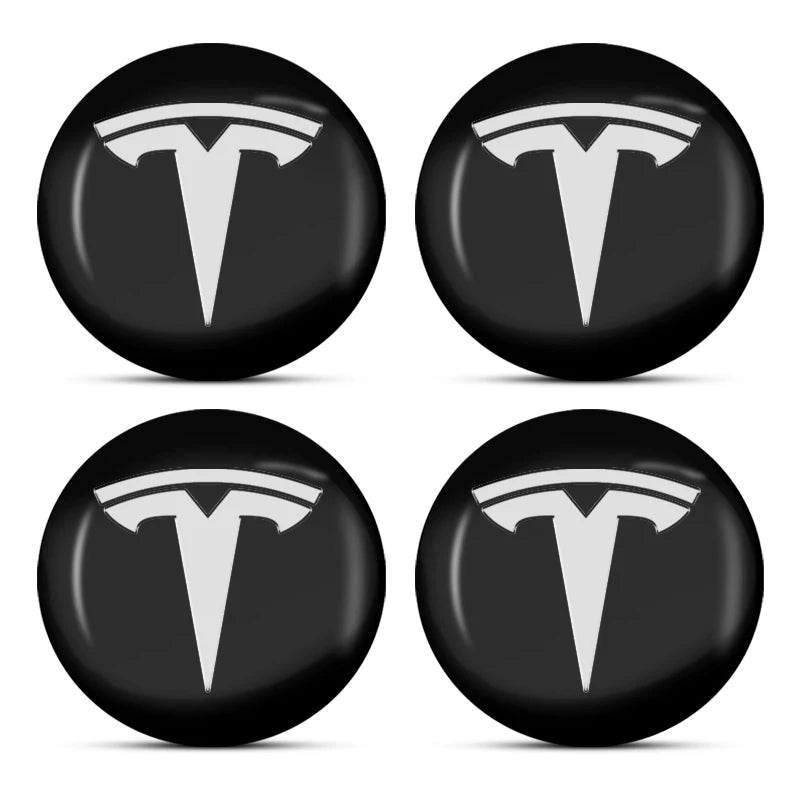4Pcs 56mm Car Wheel Hub Center Cap Emblem Badge Stickers for Tesla Model 3 Model S X Y Roadster 2018 2019 2020 2021 Car Styling