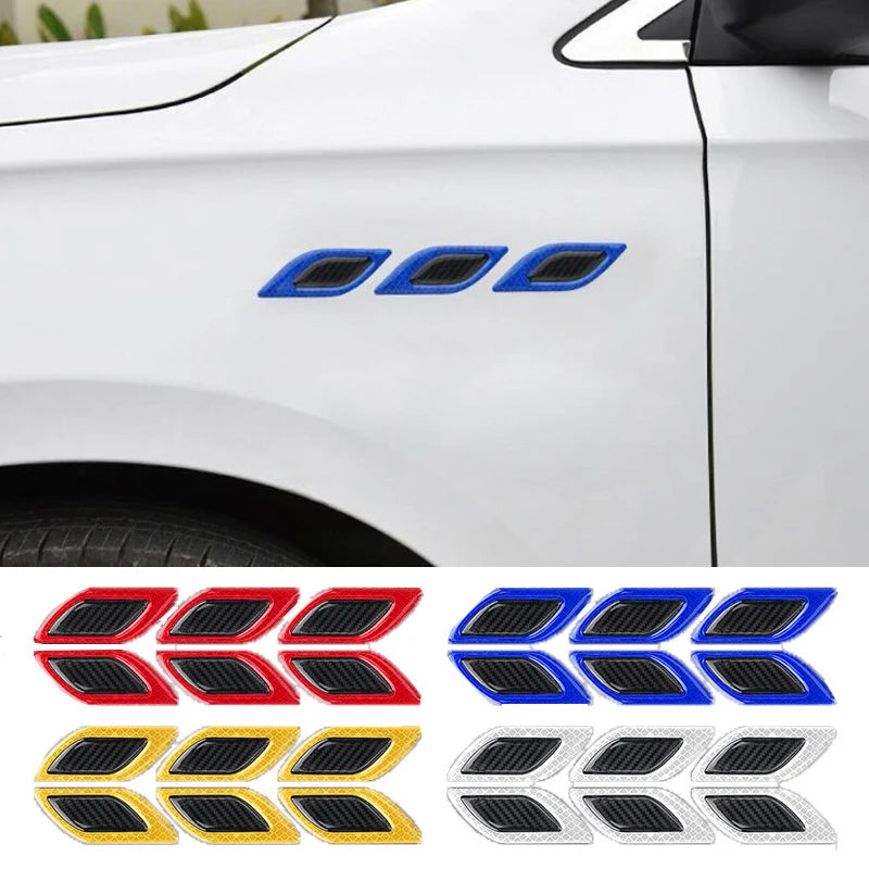3D Car Styling Reflective Strips Carbon Fiber Reflector Sticker Truck Auto Safety Warning Tape Car Exterior Accessories 6pcs