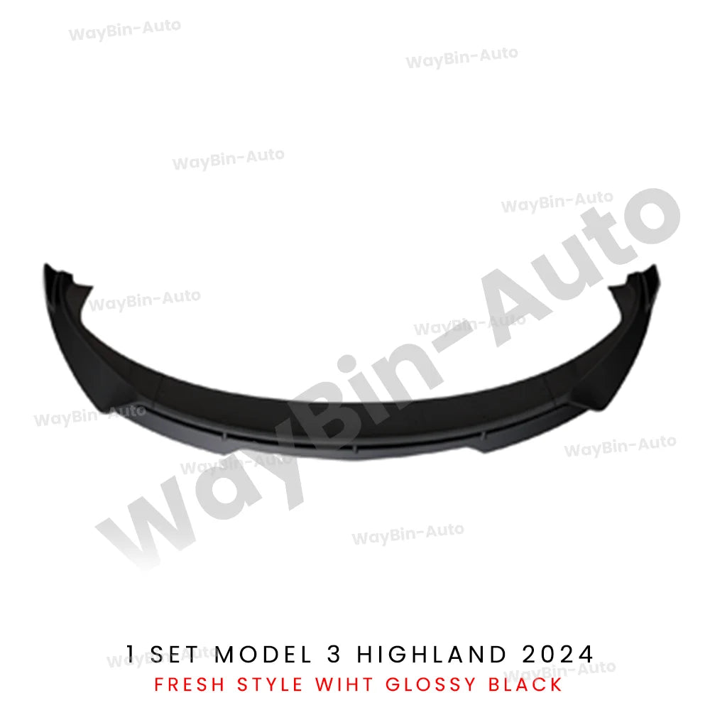 Front Lip For Tesla Model 3 Highland 2024 Front Bumper Lip Spoiler Glossy Black Carbon Body Kits Model 3 + Auto Accessories