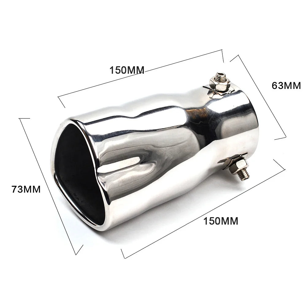 Dual/Single Exhaust Tip Inlet Bolt-on Square Round Edge Tailpipe Muffler Tip Double Outlets Tailpipe Replacement Accessory 