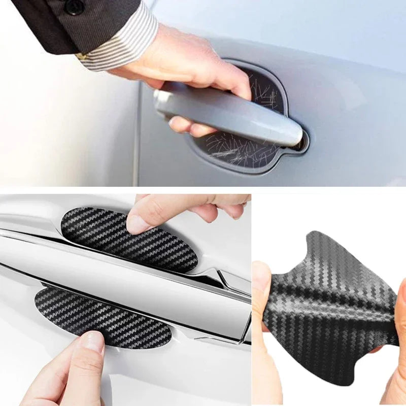 6Color 4Pcs Car Door Sticker Carbon Fiber Scratches Resistant Cover Auto Handle Protection Film Exterior Styling Accessories