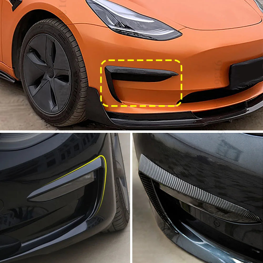 Body Kit Styling Decoration Front Fog Lamp Light Frame Trim Eyebrow Wind Splitter Spoiler For Tesla Model 3 Y 2016-2023 Tuning