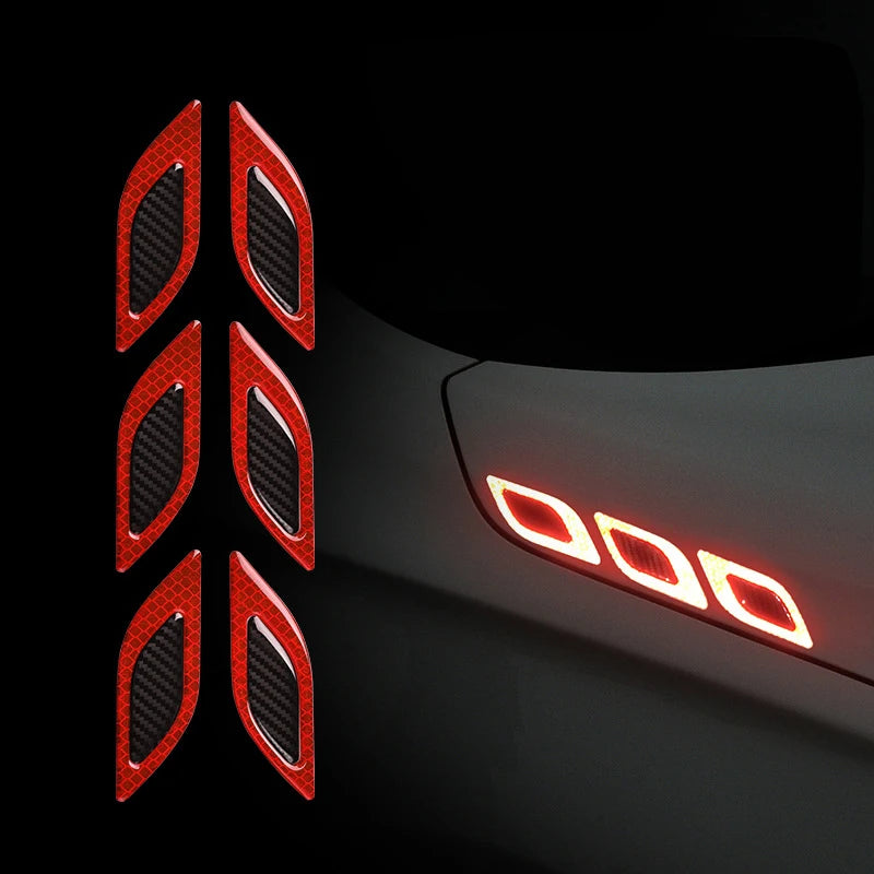 3D Car Styling Reflective Strips Carbon Fiber Reflector Sticker Truck Auto Safety Warning Tape Car Exterior Accessories 6pcs