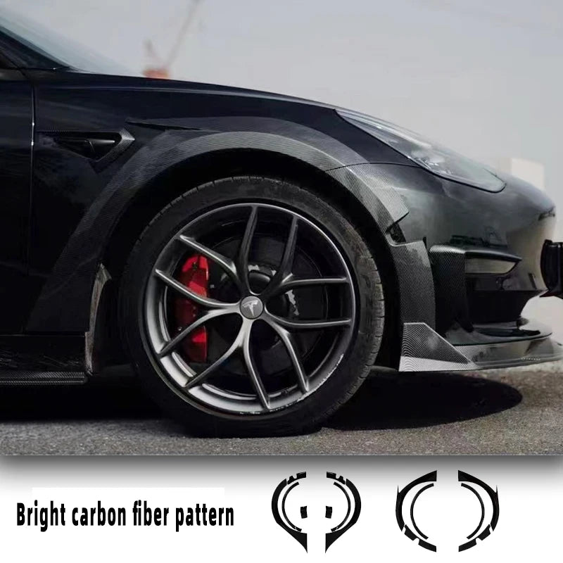 For 19-23 Tesla Model 3 Wide Body Kit ABS Carbon Fiber Splash Guard Mudguard Exterior Trim Cover Spoiler Wheel Cover Accessories