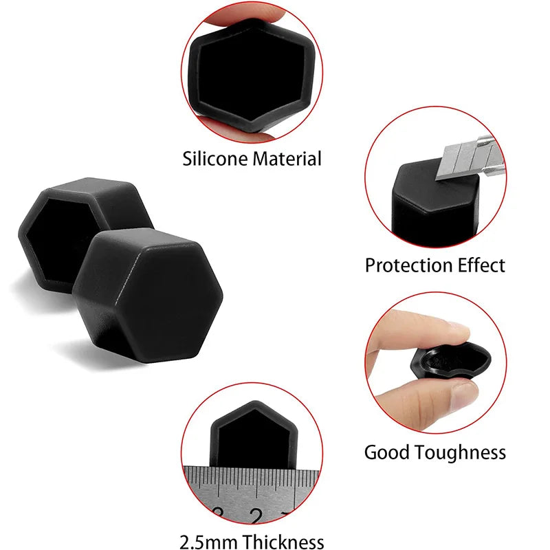 20Pcs Car Nut 15mm 17mm 19mm 21mm Silica Gel Wheel Nuts Screw Bolt Decorative Tire Wheel Tyre Screw Cap Car Wheel Nut Caps