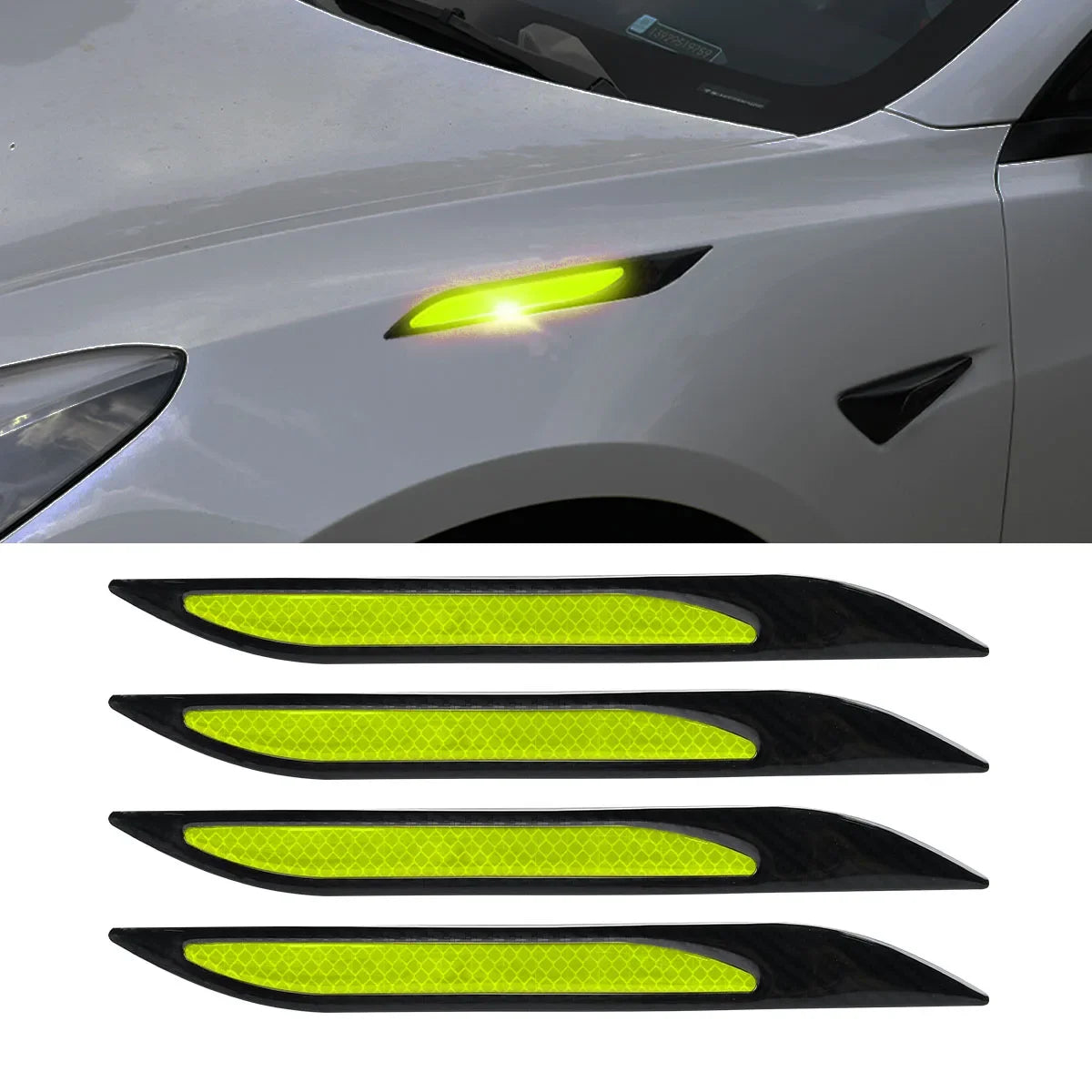Newest 4Pcs Car Reflective Strips Bumper Protector Carbon Fiber Body Safety Warning Sticker Auto Anti-scratch Tape Auto Styling