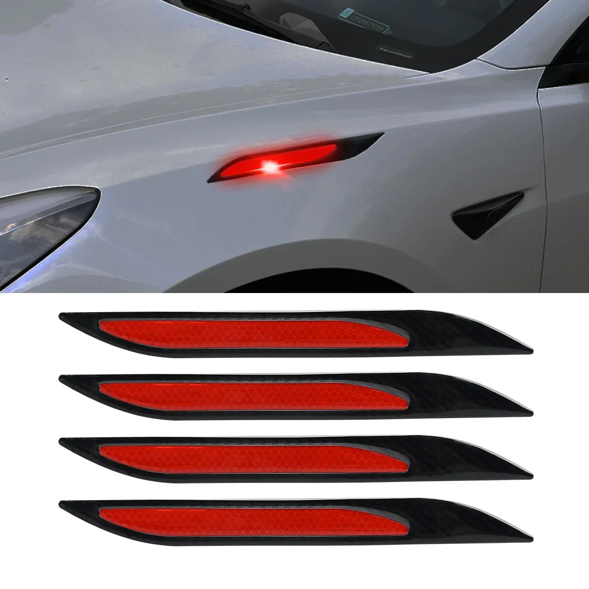 Newest 4Pcs Car Reflective Strips Bumper Protector Carbon Fiber Body Safety Warning Sticker Auto Anti-scratch Tape Auto Styling