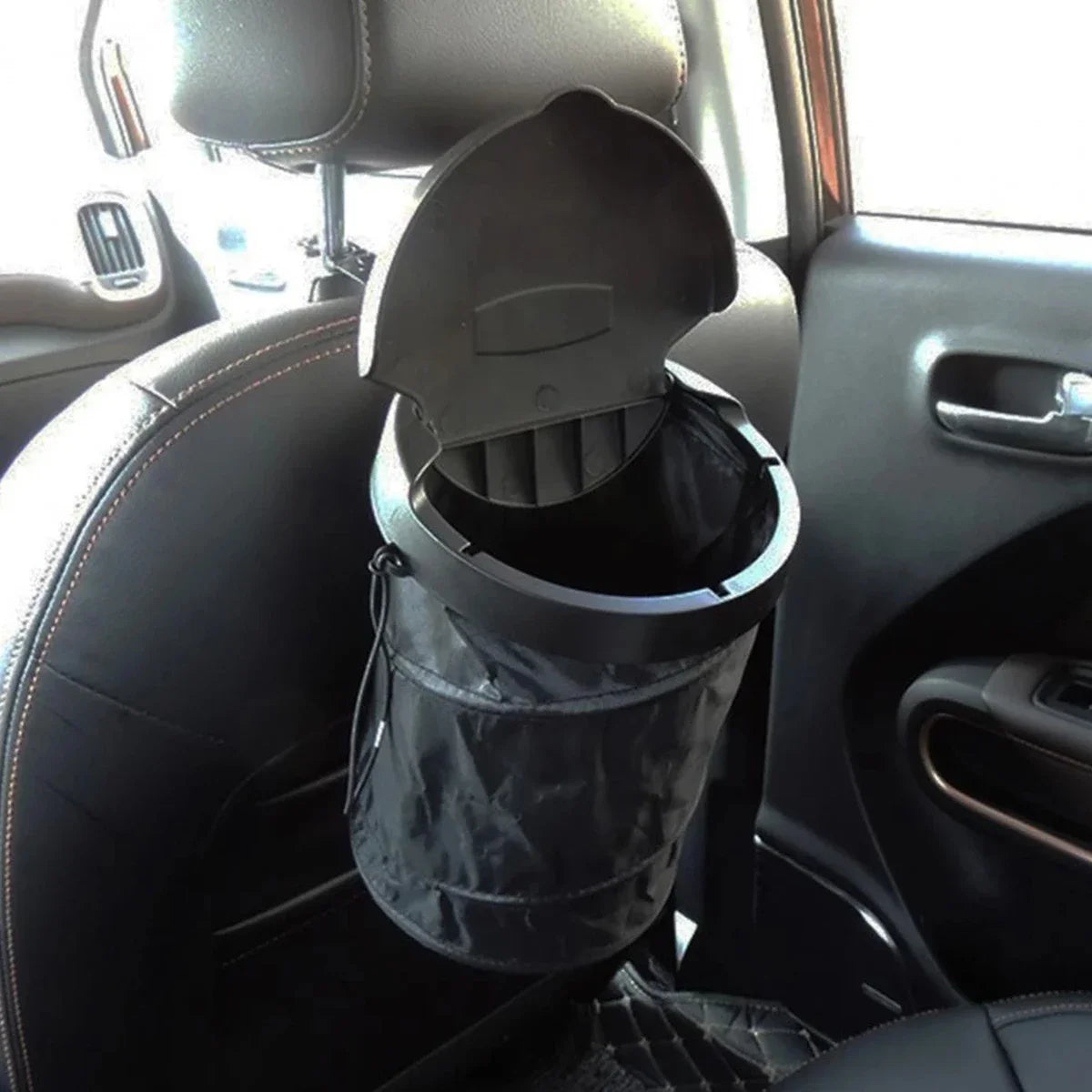 Car Trash Can Foldable Car Dustbin with Lid Leak-Proof Waterproof Car Trash Bin Hanging Washable Car Garbage Container Portable