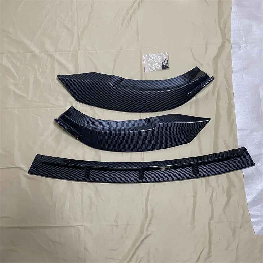 3Pcs Car Front Bumper Lip Spoiler Diffuser For Tesla Model Y 2020-2024 ABS Gloss Black Front Bumper Lip Protector Body Kits