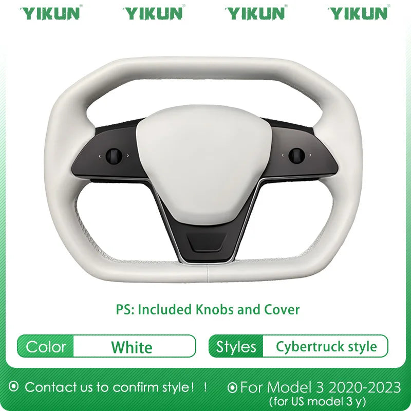 Car Steering Wheel Inspired By Cyberpack Style for Tesal Model Y/3 Highland 2017-2024 with Heating Function Black Leather Yoke