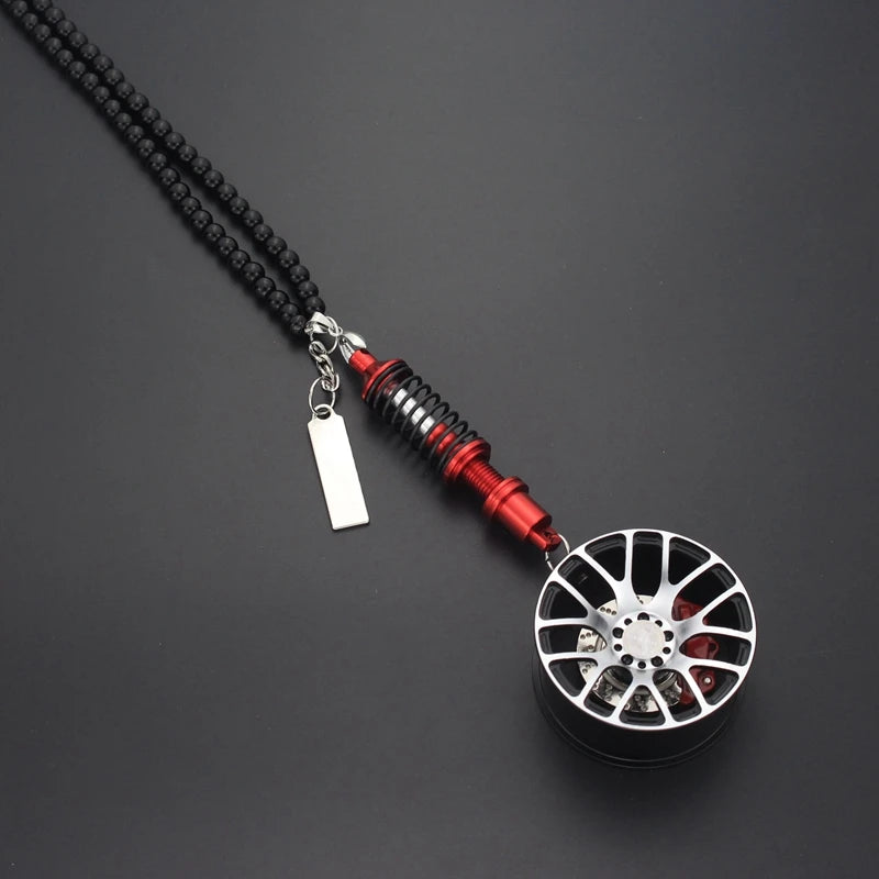 Car Mirror Rearview Pendant Auto Interior Decor Pendants Aluminum Wheel With Shock Absorber Ornament Hanging Accessories