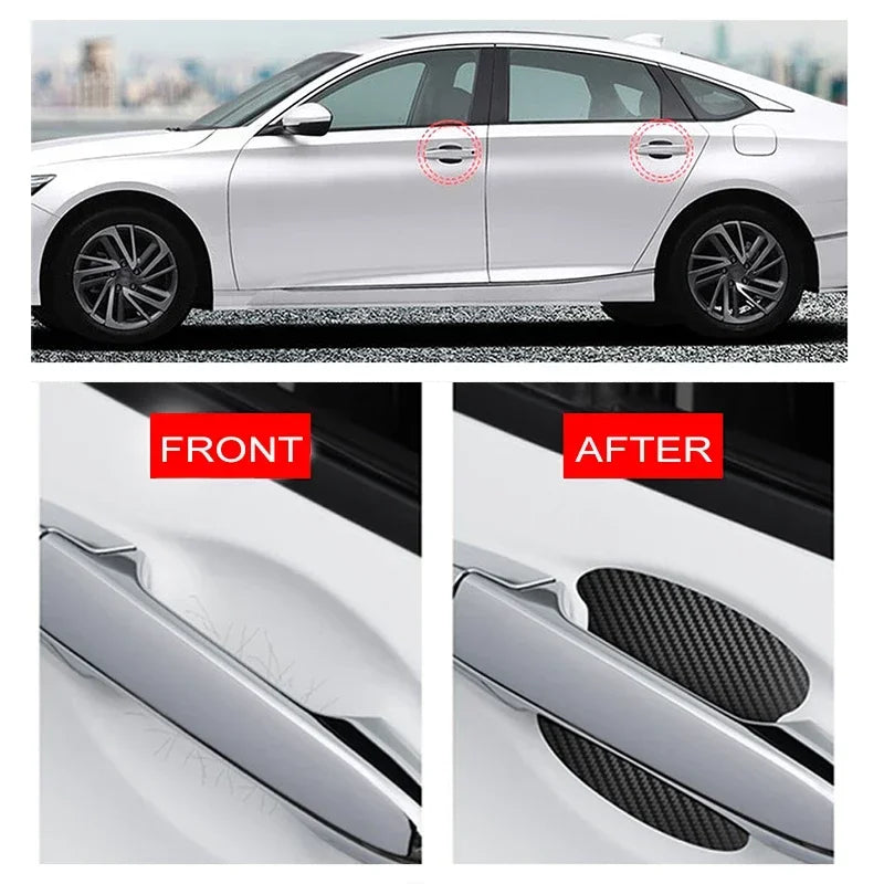 6Color 4Pcs Car Door Sticker Carbon Fiber Scratches Resistant Cover Auto Handle Protection Film Exterior Styling Accessories
