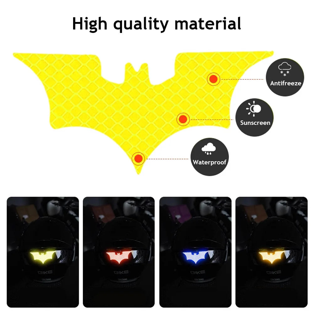 3Pcs/ Set Bat Car Reflective Sticker Electric Vehicle Warning Stickers Safely Night Helmet Decorative Decals Accessoire Voiture