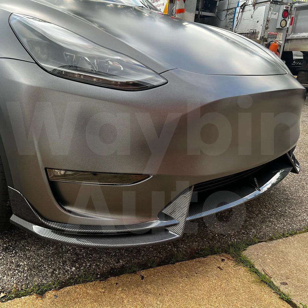 For Tesla Model 3 Y 2017-2023 Front Lip AD Body Kit Glossy Black Sport Bumper Spoiler Model 3 Model Y Auto Accessories