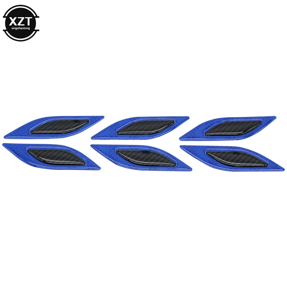 6pcs 3D Car Styling Reflective Carbon Fiber Bumper Strips Safety Warning Tape Secure Reflector Stickers Car Exterior Accessories