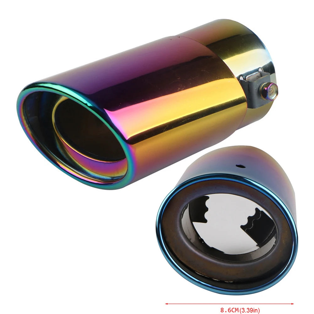Dual/Single Exhaust Tip Inlet Bolt-on Square Round Edge Tailpipe Muffler Tip Double Outlets Tailpipe Replacement Accessory 