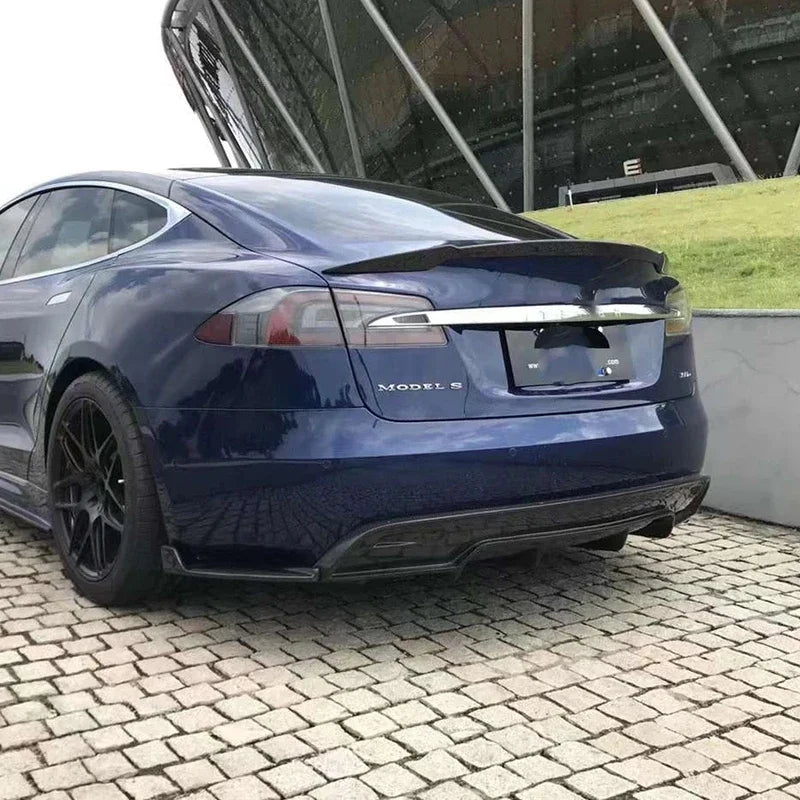 For Tesla Model S 2017 Carbon Fiber Back lip Car Bumper Diffuser Rear Splitters Spoiler Car Accessories body kit