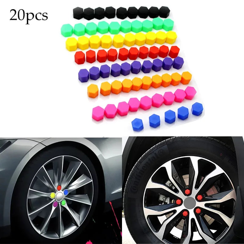 20Pcs Car Nut 15mm 17mm 19mm 21mm Silica Gel Wheel Nuts Screw Bolt Decorative Tire Wheel Tyre Screw Cap Car Wheel Nut Caps
