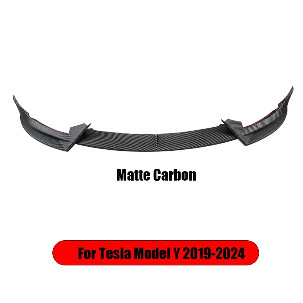 Front Bumper Lip 3Pcs For Tesla Model Y 2020-2024 For Tesla Model 3 2017-2023 Front Bumper Lip Splitter Spoiler, V Style