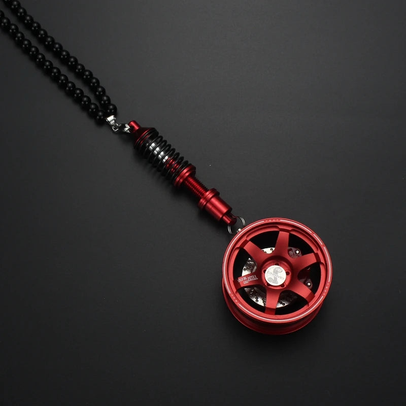 Car Mirror Rearview Pendant Auto Interior Decor Pendants Aluminum Wheel With Shock Absorber Ornament Hanging Accessories