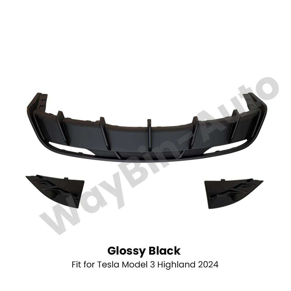 Fresh Aero For Tesla Model 3 Highland 2023-202 Body Kits Glossy Carbon Black Bumper Lip Rear Diffuser Spoiler Tuning Accessories