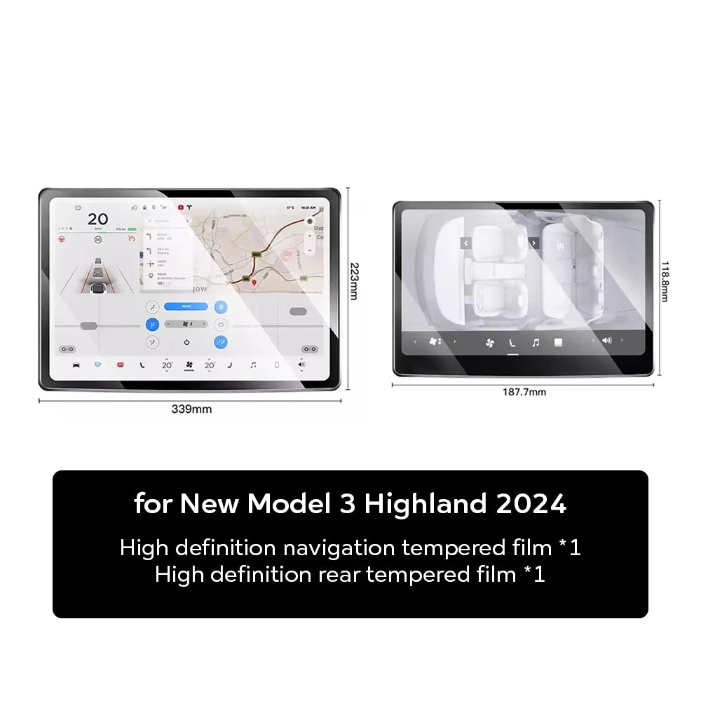 Tempered Glass Film Protector for New Tesla Model 3 Y Highland 2024 Rear Row Center Control Touch Screen Protective Film