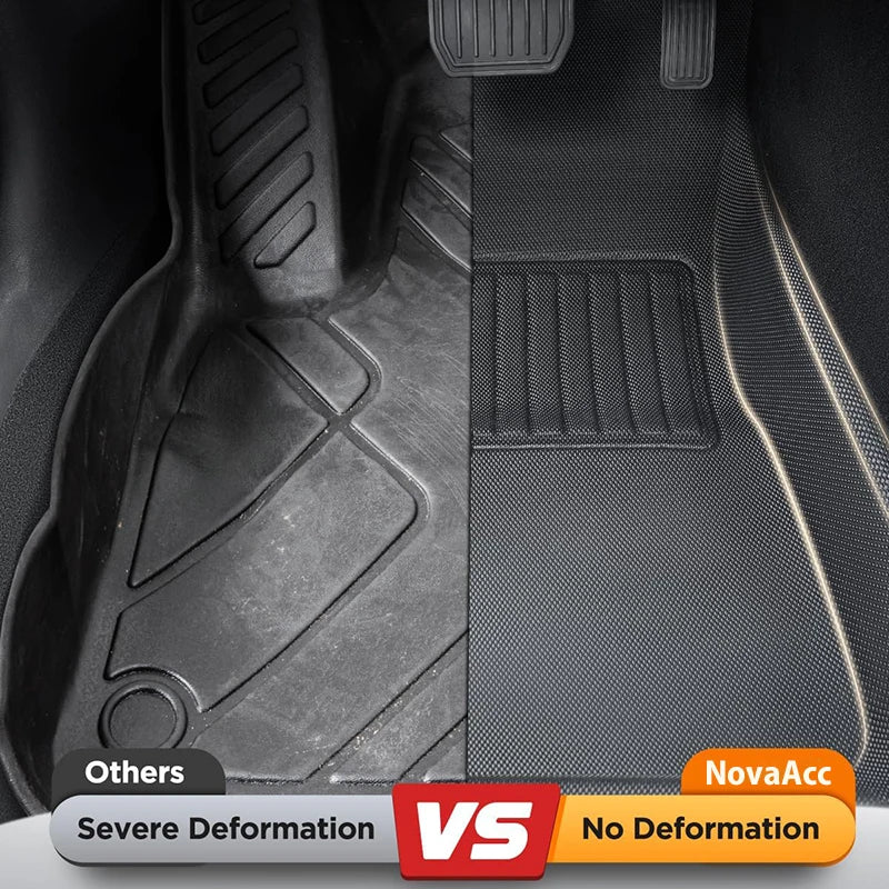 NovaAcc Floor Mats For Tesla Model 3 2021-2024 Highland Model Y 2017-2024 Left Rudder All Weather Waterproof Trunk Cargo Liner