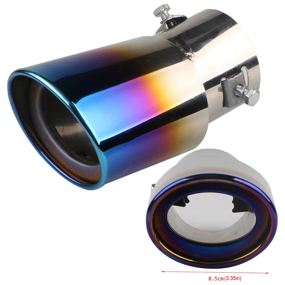 Dual/Single Exhaust Tip Inlet Bolt-on Square Round Edge Tailpipe Muffler Tip Double Outlets Tailpipe Replacement Accessory 