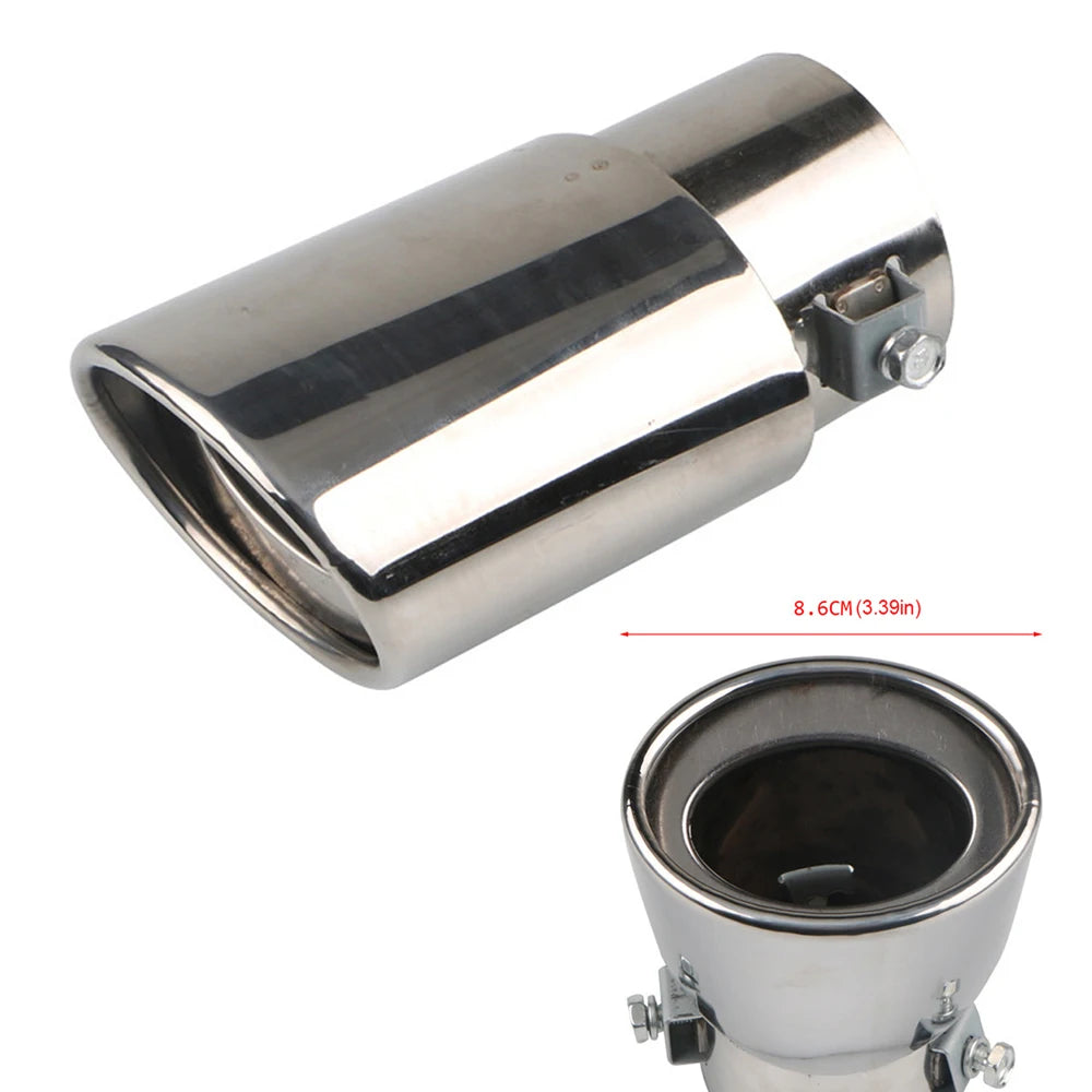 Dual/Single Exhaust Tip Inlet Bolt-on Square Round Edge Tailpipe Muffler Tip Double Outlets Tailpipe Replacement Accessory 