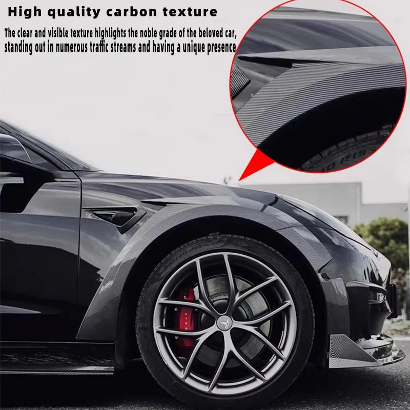 For 19-23 Tesla Model 3 Wide Body Kit ABS Carbon Fiber Splash Guard Mudguard Exterior Trim Cover Spoiler Wheel Cover Accessories