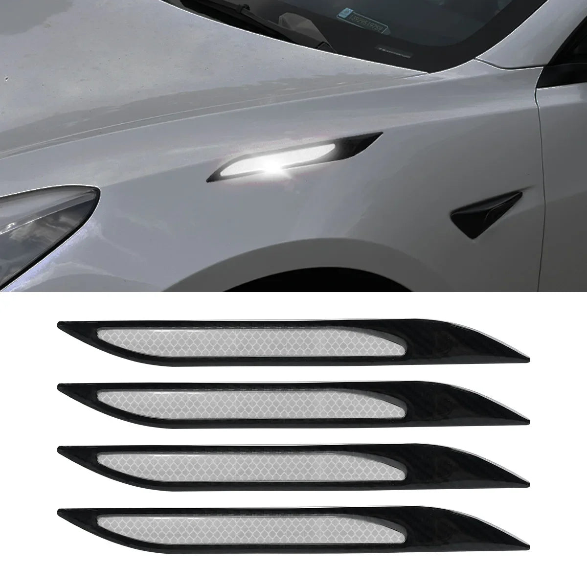 Newest 4Pcs Car Reflective Strips Bumper Protector Carbon Fiber Body Safety Warning Sticker Auto Anti-scratch Tape Auto Styling