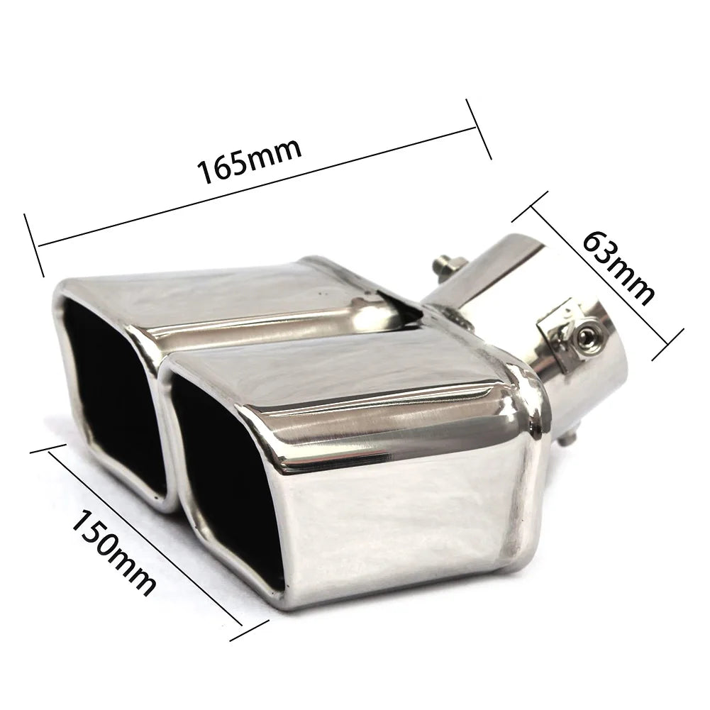 Dual/Single Exhaust Tip Inlet Bolt-on Square Round Edge Tailpipe Muffler Tip Double Outlets Tailpipe Replacement Accessory 