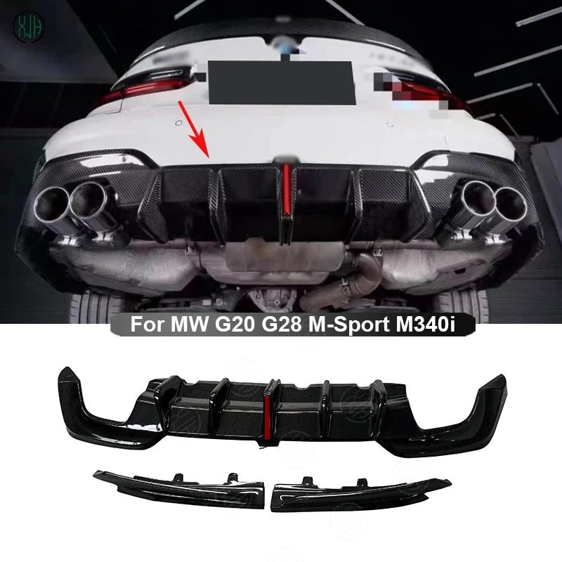Carbon Fiber For BMW G20 G28 M-Sport M340i 2019 - 2022 Car Rear Bumper Lip Diffuser Spoiler Parts Upgrade Body kit