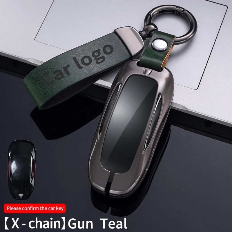 Zinc Alloy Car Key Case Protector Cover For Tesla Model 3 Model S Model Y Model X Model M Leather Shell Fob Holder Accessories