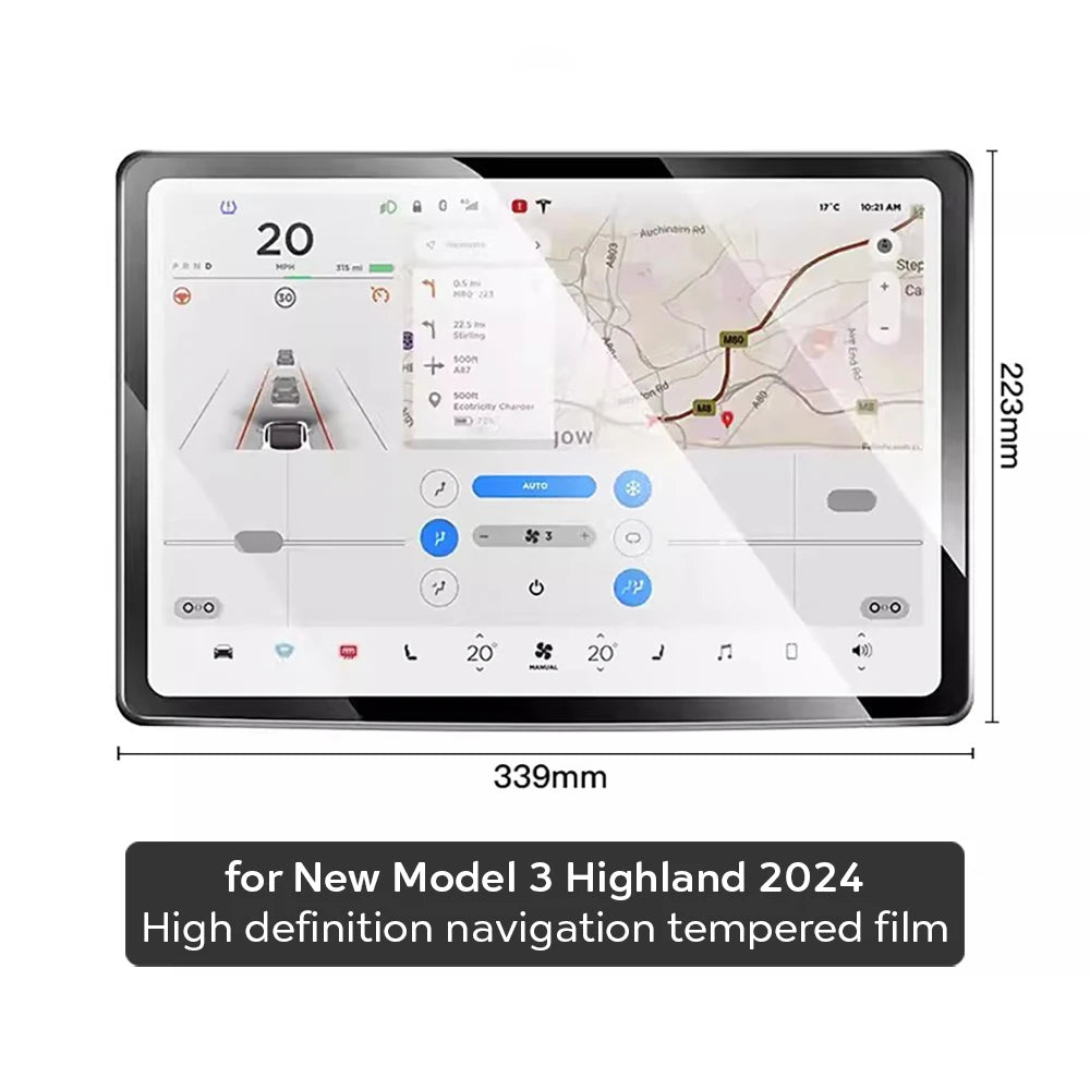 Tempered Glass Film Protector for New Tesla Model 3 Y Highland 2024 Rear Row Center Control Touch Screen Protective Film