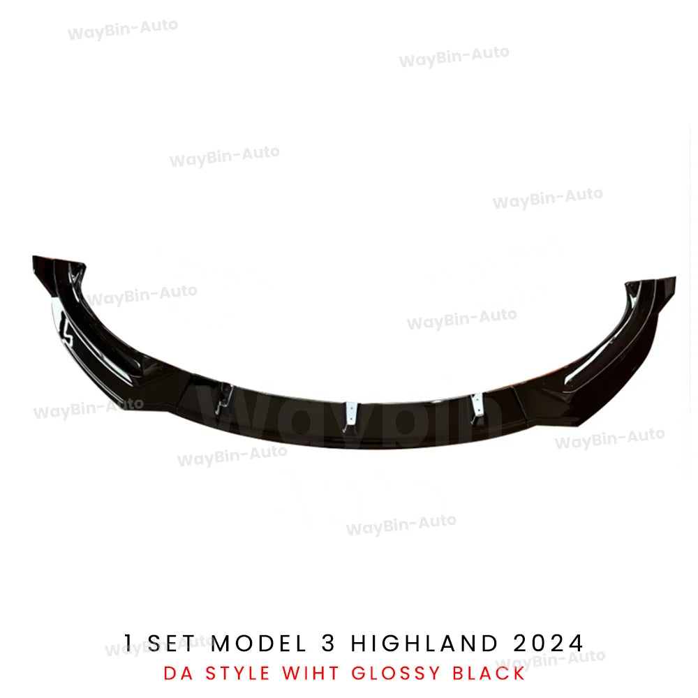 Front Lip For Tesla Model 3 Highland 2024 Front Bumper Lip Spoiler Glossy Black Carbon Body Kits Model 3 + Auto Accessories