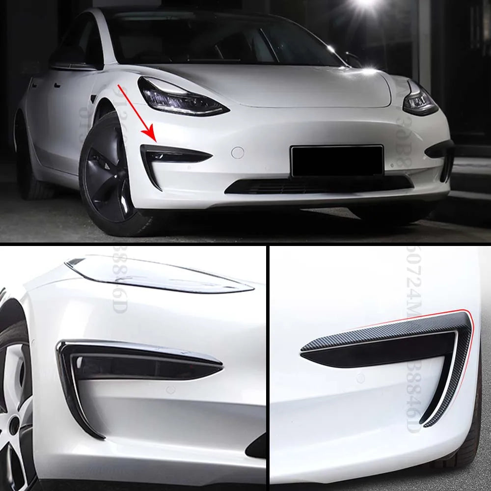 Body Kit Styling Decoration Front Fog Lamp Light Frame Trim Eyebrow Wind Splitter Spoiler For Tesla Model 3 Y 2016-2023 Tuning