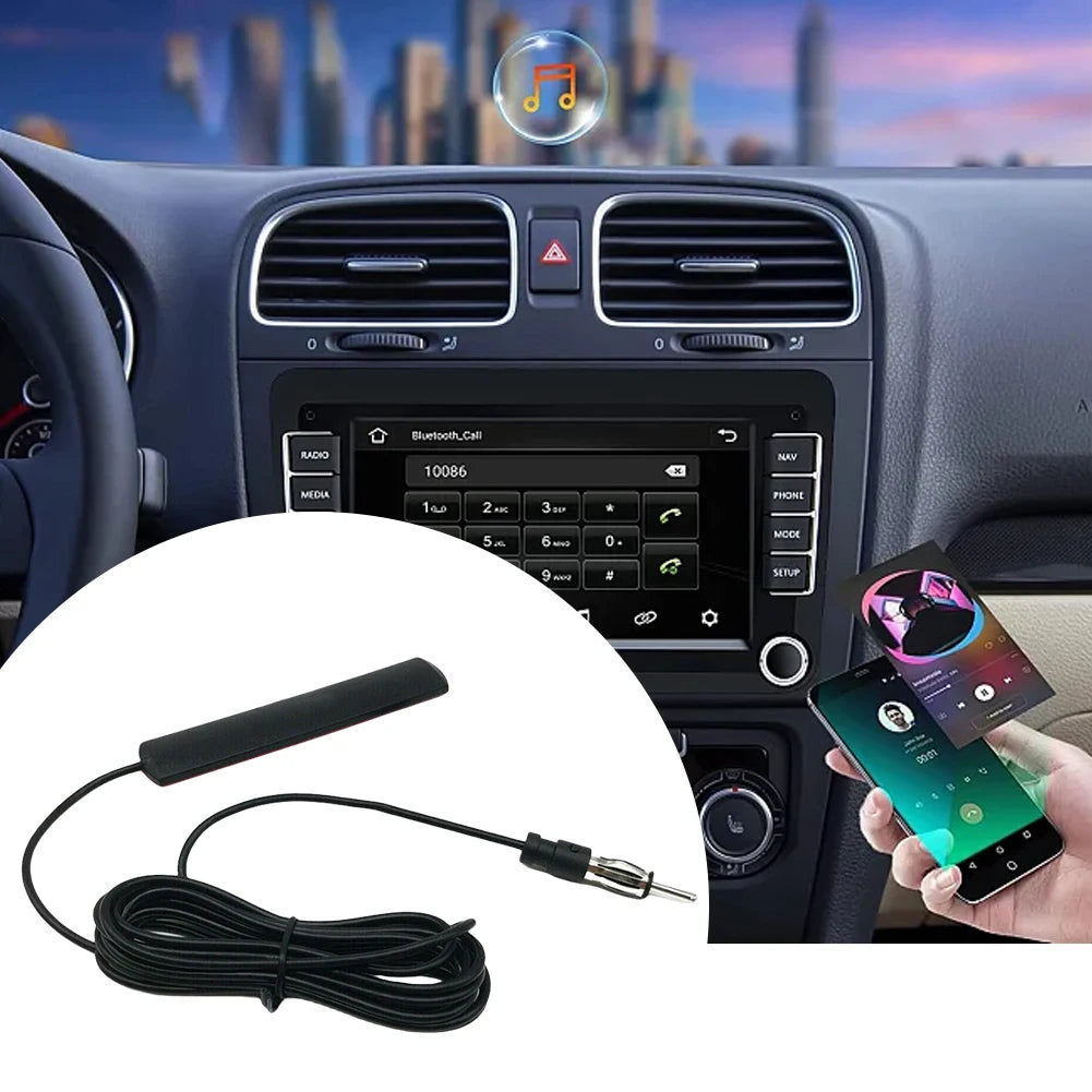 DC 5-12V Car Hidden Amplified Antenna 3 Meter Car Electronic Radio Antenna Car Radio Patch Aerial for Car Truck Motorcycle Boat