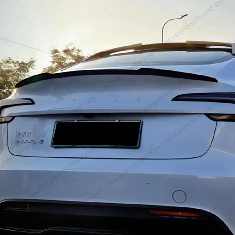For Tesla Model Y 3 Highland Model 3 Spoiler Tail Wing Rear Trunk Lid Spoiler Wing Black and Carbon Fiber Pattern Body Kit